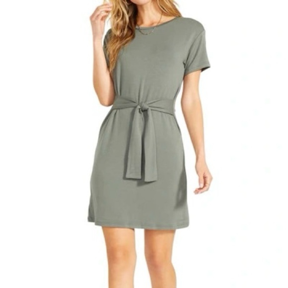 Bb Dakota by Steve Madden Tshirt Green Tie-Waist Dress
